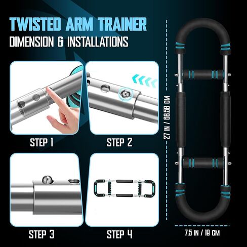 Twister Arm Trainer, Adjustable Home Workout Equipment for Men & Women, Home Gym Chest Trainer, Muscle Builder & Strength Training for Arms, with 2 Springer, Finger Stretcher, Gloves in Saudi Arabia