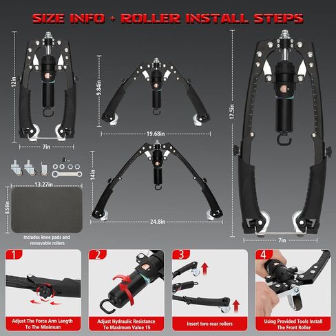 جهاز تدريب الذراع تويستر، جهاز تمرين الصدر الهيدروليكي 3 في 1 قابل للتعديل (22-440 رطلاً) مع بكرة آب وخطافات شريط المقاومة، معدات رياضية منزلية للرجال والنساء لتدريب قوة الجسم بالكامل in Kuwait