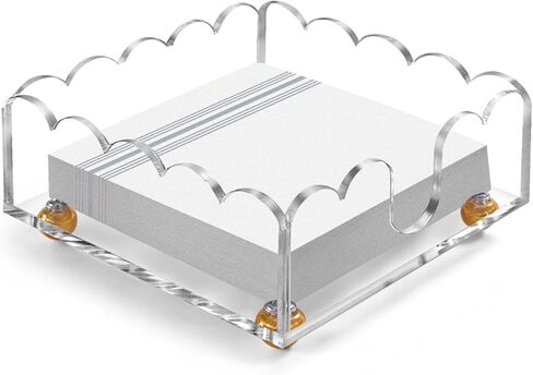 Napkin Holder 6.9"x6.9" Cocktail Napkin Holder with Gold Feet, Acrylic Napkin Holders for Table, Stylish Guest Towel & Disposable Paper Holder for Hotels, Bar, Parties - Square in Saudi Arabia