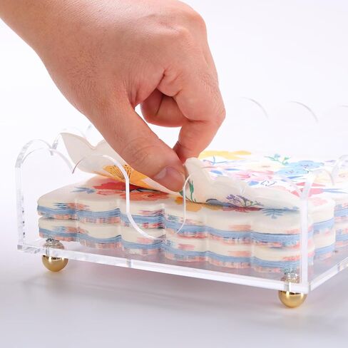 Napkin Holder 6.9"x6.9" Cocktail Napkin Holder with Gold Feet, Acrylic Napkin Holders for Table, Stylish Guest Towel & Disposable Paper Holder for Hotels, Bar, Parties - Square in Saudi Arabia