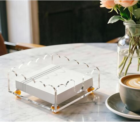 Napkin Holder 6.9"x6.9" Cocktail Napkin Holder with Gold Feet, Acrylic Napkin Holders for Table, Stylish Guest Towel & Disposable Paper Holder for Hotels, Bar, Parties - Square in Saudi Arabia