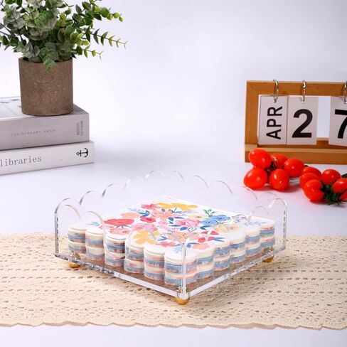 Napkin Holder 6.9"x6.9" Cocktail Napkin Holder with Gold Feet, Acrylic Napkin Holders for Table, Stylish Guest Towel & Disposable Paper Holder for Hotels, Bar, Parties - Square in Saudi Arabia
