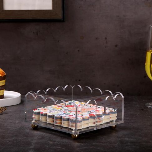 Napkin Holder 6.9"x6.9" Cocktail Napkin Holder with Gold Feet, Acrylic Napkin Holders for Table, Stylish Guest Towel & Disposable Paper Holder for Hotels, Bar, Parties - Square in Saudi Arabia