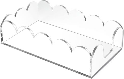 Acrylic Napkin Holder for Bathroom, Sleek Scalloped Design Guest Towel Holder, Disposable Holder Hand Towel Tray for Parties, Weddings, Party, Hotel, Restaurant and Kitchen 5 x 9 Inch 1 pcs in Saudi Arabia