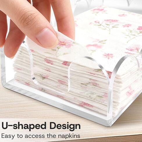 Acrylic Napkin Holder for Bathroom, Sleek Scalloped Design Guest Towel Holder, Disposable Holder Hand Towel Tray for Parties, Weddings, Party, Hotel, Restaurant and Kitchen 5 x 9 Inch 1 pcs in Saudi Arabia