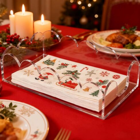 Acrylic Napkin Holder for Bathroom, Sleek Scalloped Design Guest Towel Holder, Disposable Holder Hand Towel Tray for Parties, Weddings, Party, Hotel, Restaurant and Kitchen 5 x 9 Inch 1 pcs in Saudi Arabia