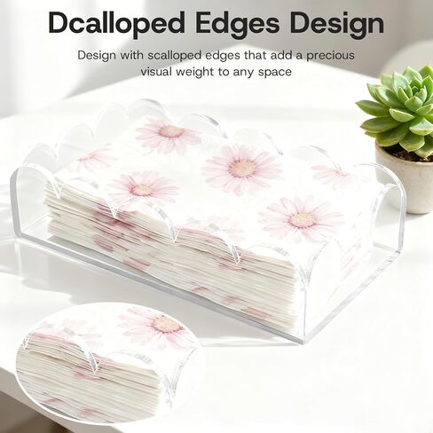 Acrylic Napkin Holder for Bathroom, Sleek Scalloped Design Guest Towel Holder, Disposable Holder Hand Towel Tray for Parties, Weddings, Party, Hotel, Restaurant and Kitchen 5 x 9 Inch 1 pcs in Saudi Arabia