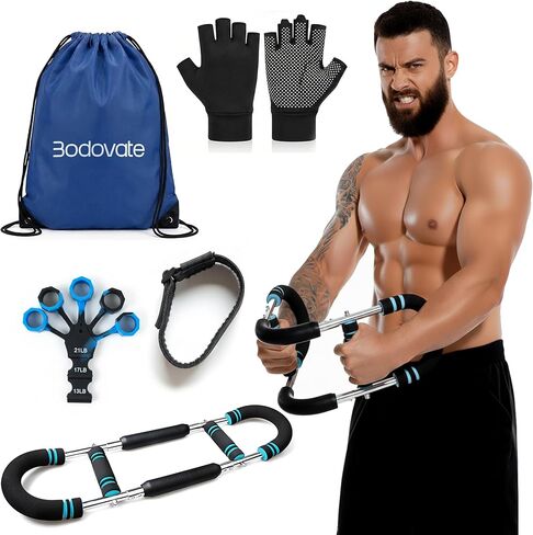 Twister Arm Trainer, Adjustable Home Workout Equipment for Men & Women, Home Gym Chest Trainer, Muscle Builder & Strength Training for Arms, with 2 Springer, Finger Stretcher, Gloves in Saudi Arabia