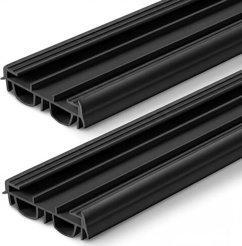 2 Pcs 36" Double Bubble Kerf Door Sweep 1-3/4" Wide Vinyl Weatherstrip Seal for Exterior Doors, Energy Efficient Draft Stopper, Easy Slide in Installation, Blocks Dust/Insects/Noise(Black) in Saudi Arabia