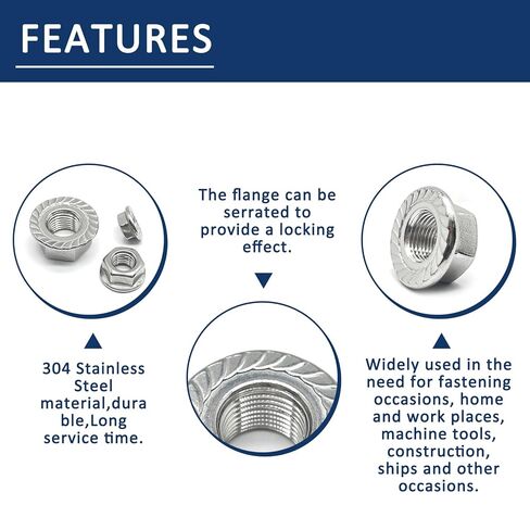 2 Pcs M16-1.5mm Serrated Flange Hex Nuts,Hexagon Flange Socket Lock Nut,304 Stainless Steel,Fine Thread,Silver in Saudi Arabia