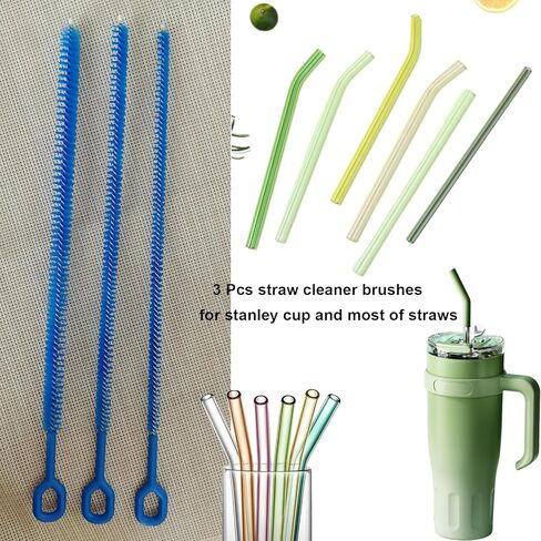 3 قطع من فرشاة تنظيف القش الطويلة مقاس 12.6 بوصة لكوب ستانلي، فرشاة القش الطويلة جدًا القابلة لإعادة الاستخدام للأكواب والمعدن والسيليكون والقش الزجاجي لزجاجات الأطفال وأكواب سيبي واليتي ومنظف الأنابيب للأنبوب in Kuwait