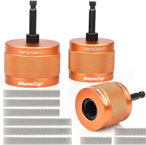 منظف ​​أنابيب نحاسية معدنية 1/2 بوصة و3/4 بوصة و1 بوصة للمثقاب، مع ساق سداسية 1/4 بوصة، تحتوي كل منها على شفرتين إضافيتين للفرشاة، لتنظيف الأنابيب النحاسية، والتلميع، وإزالة الطلاء والصدأ (برتقالي) in Kuwait