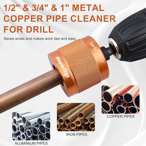 منظف ​​أنابيب نحاسية معدنية 1/2 بوصة و3/4 بوصة و1 بوصة للمثقاب، مع ساق سداسية 1/4 بوصة، تحتوي كل منها على شفرتين إضافيتين للفرشاة، لتنظيف الأنابيب النحاسية، والتلميع، وإزالة الطلاء والصدأ (برتقالي) in Kuwait