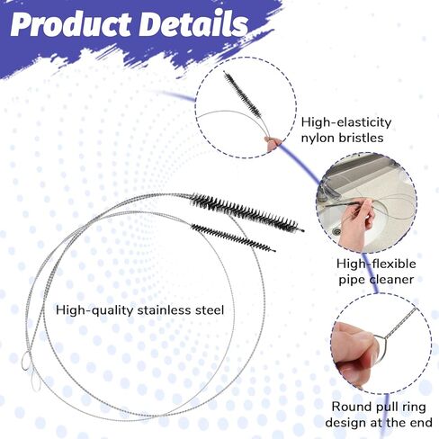 2 PCS Straw Cleaner Brush Extra Long, 39.4 in Extra Long Pipe Cleaners, Black Tube Cleaning Brush for Cleaning Straw, Feeding Tubes, Line and Pump in Saudi Arabia