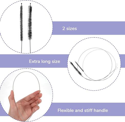 2 PCS Straw Cleaner Brush Extra Long, 39.4 in Extra Long Pipe Cleaners, Black Tube Cleaning Brush for Cleaning Straw, Feeding Tubes, Line and Pump in Saudi Arabia