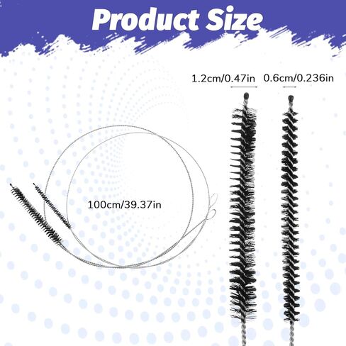 2 PCS Straw Cleaner Brush Extra Long, 39.4 in Extra Long Pipe Cleaners, Black Tube Cleaning Brush for Cleaning Straw, Feeding Tubes, Line and Pump in Saudi Arabia