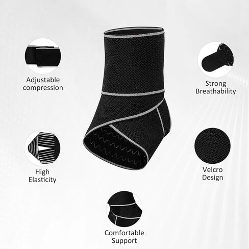Ankle Brace for Sprained Ankle, Ankle Support for Women & Men, Adjustable Compression Wrap for Achilles Tendonitis & Plantar Fasciitis Relief (Grey) in Kuwait