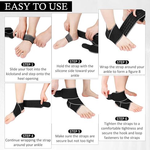 Ankle Brace for Sprained Ankle, Ankle Support for Women & Men, Adjustable Compression Wrap for Achilles Tendonitis & Plantar Fasciitis Relief (Grey) in Kuwait