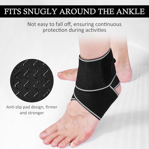 Ankle Brace for Sprained Ankle, Ankle Support for Women & Men, Adjustable Compression Wrap for Achilles Tendonitis & Plantar Fasciitis Relief (Grey) in Kuwait