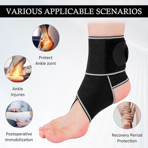 Ankle Brace for Sprained Ankle, Ankle Support for Women & Men, Adjustable Compression Wrap for Achilles Tendonitis & Plantar Fasciitis Relief (Grey) in Kuwait