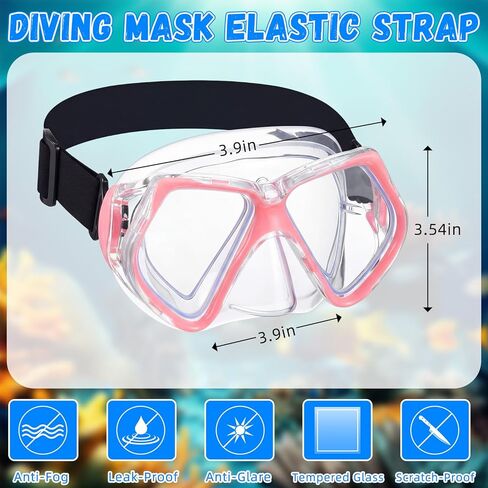 Flutesan 6 PCS نظارات سباحة للبالغين مع غطاء الأنف غلاف المرن بشكل كبير Snorkel Goggles أقنعة الغوص مع أحزمة واقي شعر النيوبرين in Saudi Arabia