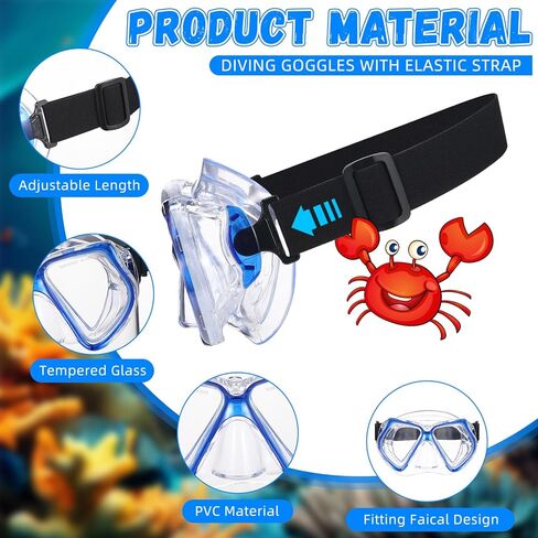 Flutesan 6 PCS نظارات سباحة للبالغين مع غطاء الأنف غلاف المرن بشكل كبير Snorkel Goggles أقنعة الغوص مع أحزمة واقي شعر النيوبرين in Saudi Arabia
