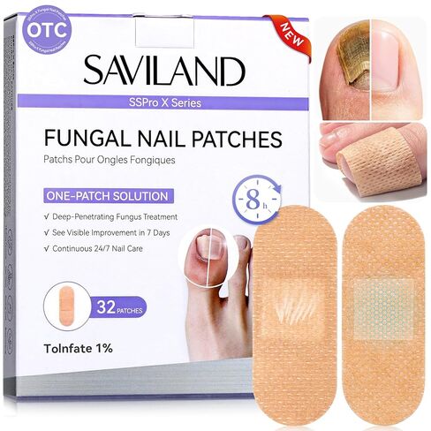 SAVILAND Extra Strength Fungal Nail Patches FSA-HSA: 8H Overnight Repair 1% Tolnaftate Toenail Treatment 32 P Nighttime Nail Renewal Restores Damaged Nails Discolored Thick Yellow Healthy Appearance in Kuwait
