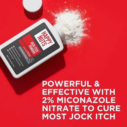 HAPPY NUTS Jock Itch OTC Antifungal Treatment Powder - 2% Miconazole Nitrate - FSA Eligible HSA - Clinically Proven Cures Most Jock Itch, Athletes Foot, Ringworm and More - Relieves Itching & Burning in Kuwait
