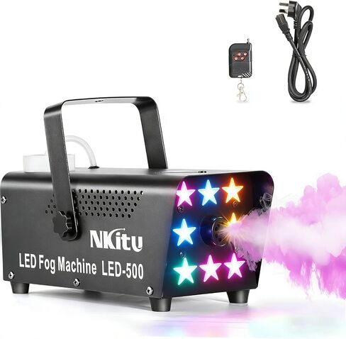 Fog Machine, Smoke Machine, 500W and 4000CFM Fog Machine with Remote Control, 8 Star Shape LED Lights Auto Changing 13 Colors, Fog Machine Indoor for Halloween Party Wedding Stage DJ in Kuwait