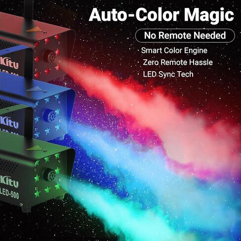 Fog Machine, Smoke Machine, 500W and 4000CFM Fog Machine with Remote Control, 8 Star Shape LED Lights Auto Changing 13 Colors, Fog Machine Indoor for Halloween Party Wedding Stage DJ in Kuwait