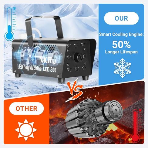 Fog Machine, Smoke Machine, 500W and 4000CFM Fog Machine with Remote Control, 8 Star Shape LED Lights Auto Changing 13 Colors, Fog Machine Indoor for Halloween Party Wedding Stage DJ in Kuwait