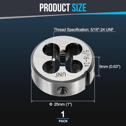 PATIKIL 1/4"-28 UNF Round Threading Die, Right Hand Alloy Steel Machine Thread, Non-Adjustable Repair Screw Cutting Tool for Mild Steel, Copper, Aluminum in Saudi Arabia
