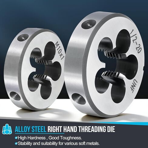PATIKIL 1/4"-28 UNF Round Threading Die, Right Hand Alloy Steel Machine Thread, Non-Adjustable Repair Screw Cutting Tool for Mild Steel, Copper, Aluminum in Saudi Arabia