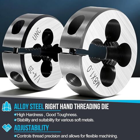 PATIKIL 3/4"-16 UNF Round Threading Die, Right Hand Alloy Steel Machine Thread, Adjustable Repair Screw Cutting Tool for Mild Steel, Copper, Aluminum in Saudi Arabia