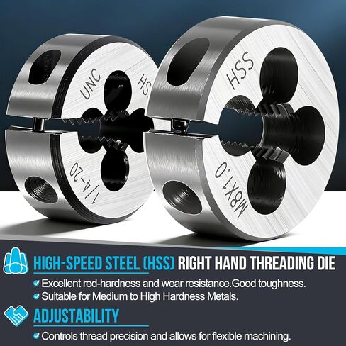 PATIKIL 5/8"-11 UNC Round Threading Die, Right Hand High-Speed Steel Machine Thread Threading Die, Adjustable Thread Repair Tool for Stainless Steel, Alloy Metal - 1 Pack in Saudi Arabia