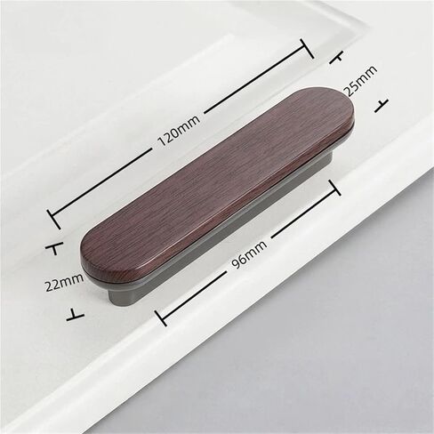 مقابض أثاث خشبي من الخشب الصلب مقبض باب للحبوب لخزانة ملابس وخزانة 1 قطعة (Gray-Walnut-C96mm) in Kuwait