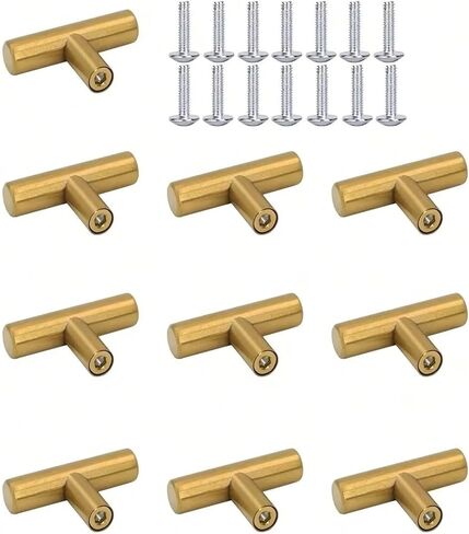 مقابض للخزانة ذات فتحة واحدة من النحاس المصقول ودرج خزانة وأبواب المطبخ الطول الإجمالي 2 في 10 قطع (O) in Kuwait