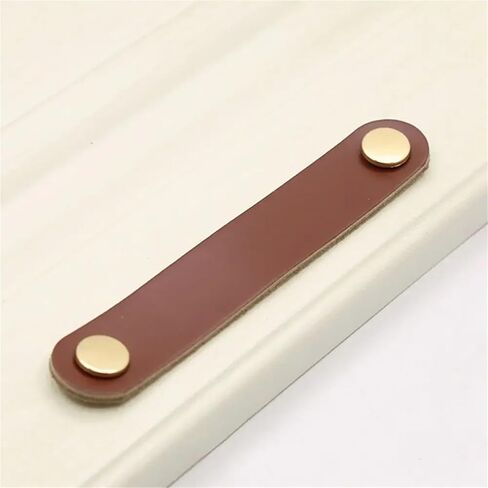 جلد ناعم لخزانة ملابس المطبخ، مقبض درج، باب يسحب الأثاث، قطعة واحدة (بني-M) in Kuwait