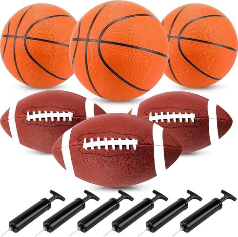 6 Pack Sport Balls Set with Pumps Official Size Footballs and Basketballs Bulk for Training and Practice Indoor Outdoor Use for Youth Adults Sport Gifts in Saudi Arabia