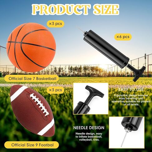 6 Pack Sport Balls Set with Pumps Official Size Footballs and Basketballs Bulk for Training and Practice Indoor Outdoor Use for Youth Adults Sport Gifts in Saudi Arabia