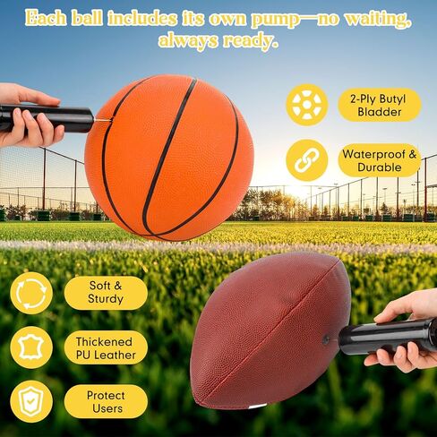 6 Pack Sport Balls Set with Pumps Official Size Footballs and Basketballs Bulk for Training and Practice Indoor Outdoor Use for Youth Adults Sport Gifts in Saudi Arabia