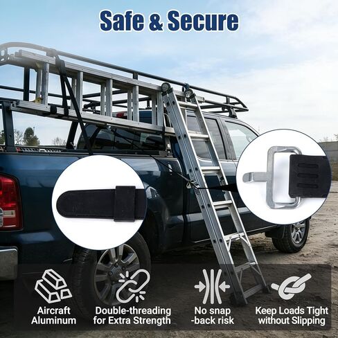 PSLER 2 Pack Heavy-Duty Silicone Utility Straps - 28inch Adjustable Rubber Tie Down Straps with Aircraft Aluminum Buckle, 50lb Capacity for Ladders, Ski Gear, Luggage & Cargo, Black in Kuwait