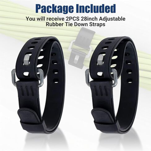 PSLER 2 Pack Heavy-Duty Silicone Utility Straps - 28inch Adjustable Rubber Tie Down Straps with Aircraft Aluminum Buckle, 50lb Capacity for Ladders, Ski Gear, Luggage & Cargo, Black in Kuwait