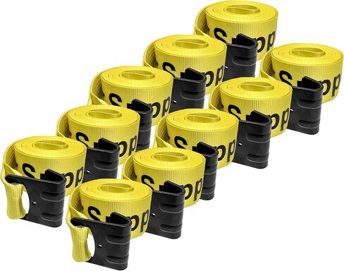 4" x 30 FT Winch Strap 10 Pack, 5400 lb WLL 16200 lb Break Strength Tie Down Strap Set, Heavy Duty Trailer Straps for Flatbed Loads and Straps for Trucks in Kuwait