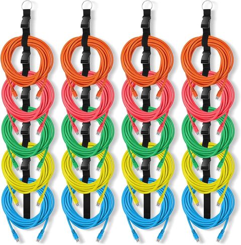 Extension Cord Organizer,4 PCS Heavy Duty Extension Cord Hanger with 5 Slots,Garage Garden Storage Straps Black Organizer Straps for Cable, Hose, Rope, Light String, Tool in Kuwait