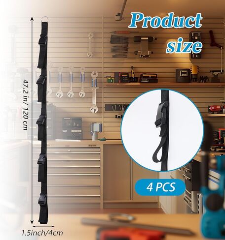 Extension Cord Organizer,4 PCS Heavy Duty Extension Cord Hanger with 5 Slots,Garage Garden Storage Straps Black Organizer Straps for Cable, Hose, Rope, Light String, Tool in Kuwait