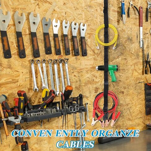 Extension Cord Organizer,4 PCS Heavy Duty Extension Cord Hanger with 5 Slots,Garage Garden Storage Straps Black Organizer Straps for Cable, Hose, Rope, Light String, Tool in Kuwait