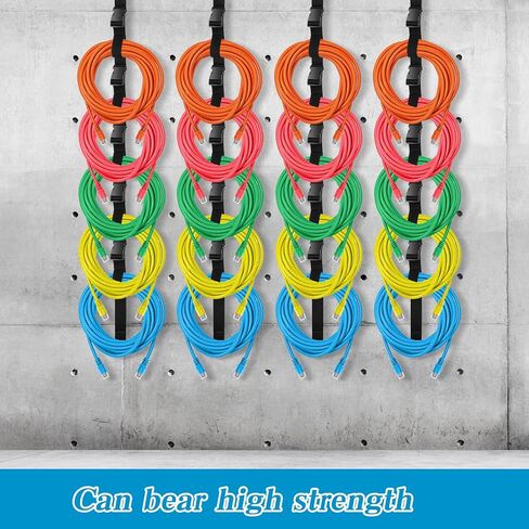 Extension Cord Organizer,4 PCS Heavy Duty Extension Cord Hanger with 5 Slots,Garage Garden Storage Straps Black Organizer Straps for Cable, Hose, Rope, Light String, Tool in Kuwait