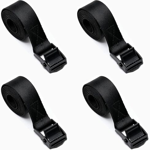 4 Pack Heavy Duty Tie Down Straps with Cam Buckles, Polypropylene Lashing Straps for Cargo, Truck, Boat, Motorcycle, Kayak, Canoe, Trailer, SUP (Black, 0.98'' x 2') in Kuwait