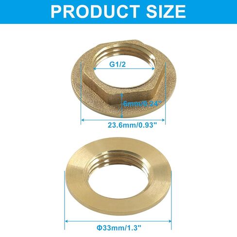 2Pcs G1/2" Brass Lock Nuts with Flange- Heavy Duty Hex Female Locknut for Plumbing & Hydraulic Systems in Saudi Arabia